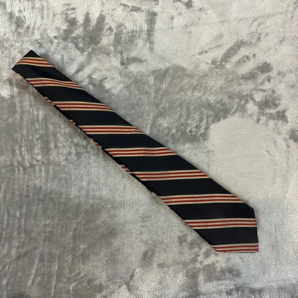 Vintage Diagonal Stripe Anderson Little Tie Black Gold Red Preppy Collegiate